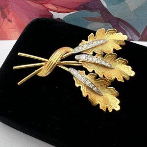 Charles Reis 12K GF and 925 Triple Leaf Brooch